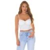 Bauchfreies Damen Träger Bustier-Top Mit Strasssteinen Weiß