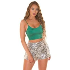 Damen Basic Crop-Top Mit Sexy Ausschnitt Grün