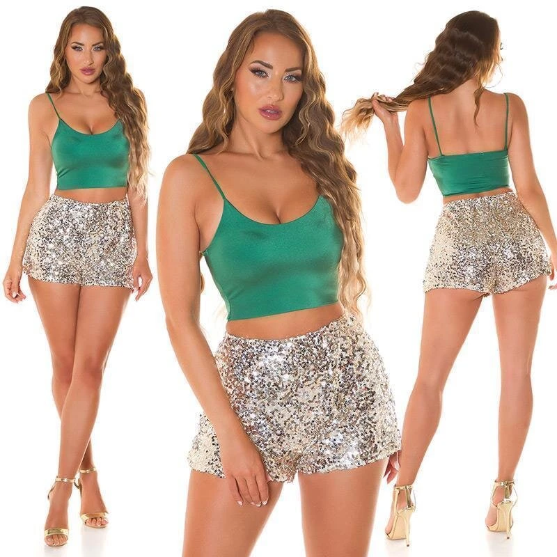 Damen Basic Crop-Top Mit Sexy Ausschnitt Grün 9 Damen Basic Crop-Top Mit Sexy Ausschnitt Grün – Bild 7