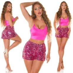 Damen Basic Crop-Top Mit Sexy Ausschnitt Neon Pink -Noirmade Geschaft damen basic crop top mit sexy ausschnitt neon pink6