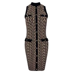 Damen Bodycon Minikleid Mit Mäander-Muster Beige/Schwarz 20 Damen Bodycon Minikleid Mit Mäander-Muster Beige/Schwarz -Noirmade Geschaft damen bodycon minikleid mit maeander muster beige schwarz9