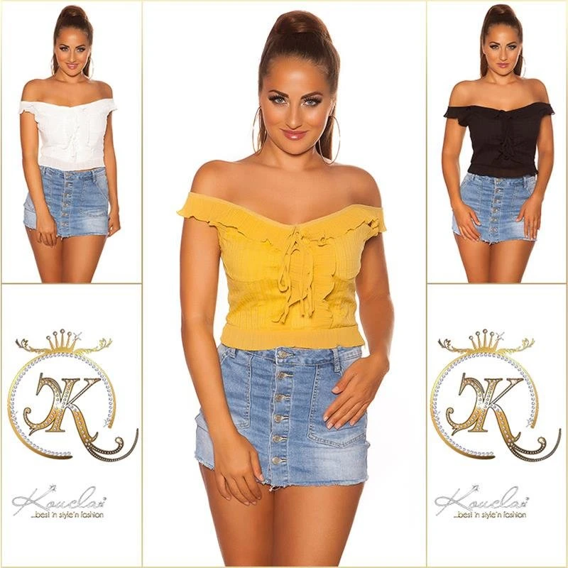 Damen Chiffon Top Mit Trägern Und Rüschen Schwarz 7 Damen Chiffon Top Mit Trägern Und Rüschen Schwarz – Bild 6