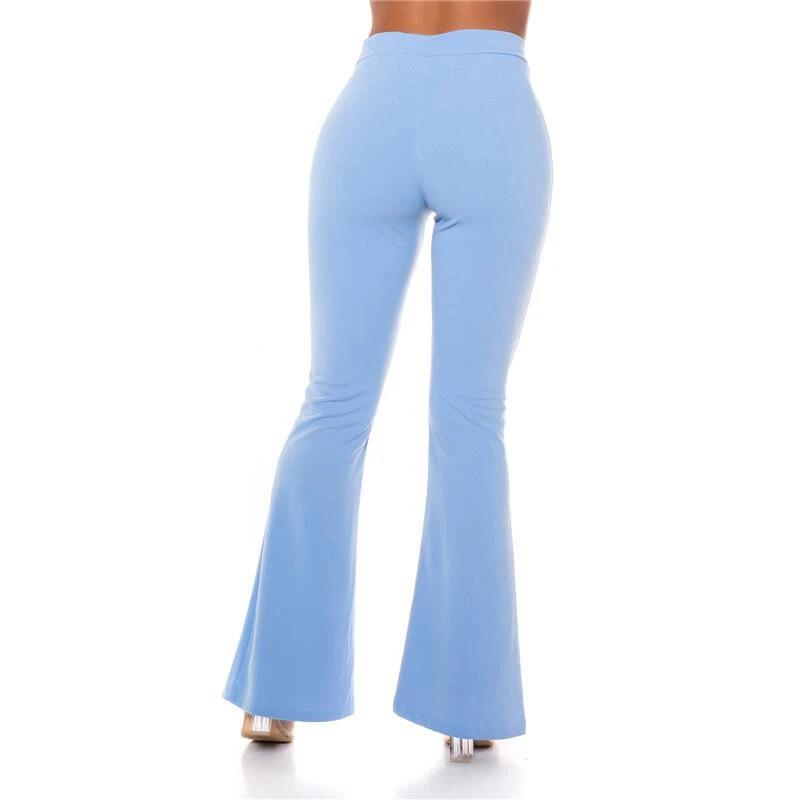 Damen High Waist Bootcut Stoffhose Mit Zippern Babyblau 5 Damen High Waist Bootcut Stoffhose Mit Zippern Babyblau – Bild 3