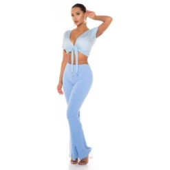 Damen High Waist Bootcut Stoffhose Mit Zippern Babyblau 14 Damen High Waist Bootcut Stoffhose Mit Zippern Babyblau -Noirmade Geschaft damen high waist bootcut stoffhose mit zippern babyblau4