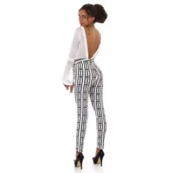 Damen High Waist Stoffhose Mit Muster & Gürtel Weiß 9 Damen High Waist Stoffhose Mit Muster & Gürtel Weiß -Noirmade Geschaft damen high waist stoffhose mit muster guertel weiss3