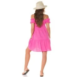 Damen Off-Shoulder Babydoll-Kleid In Boho-Stil Pink -Noirmade Geschaft damen off shoulder babydoll kleid in boho stil pink10