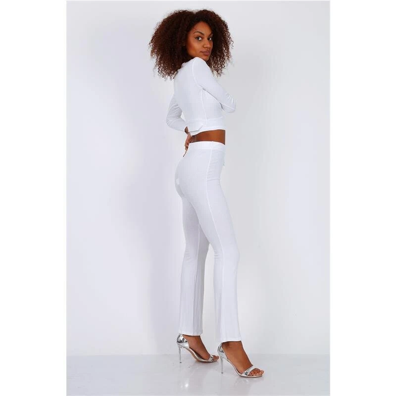 Damen Rippstrick Loungewear-Set Zweiteiler Weiß 4 Damen Rippstrick Loungewear-Set Zweiteiler Weiß – Bild 2