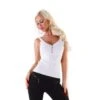 Damen Rippstrick Träger-Top Mit Spitze Und Knöpfen Weiß -Noirmade Geschaft damen rippstrick traeger top mit spitze und knoepfen weiss