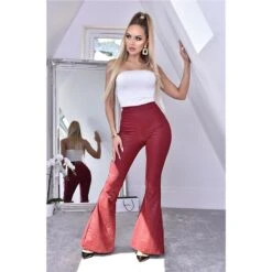 Damen Schlaghose Mit Animalprint In Schlangen-Optik Bordeaux