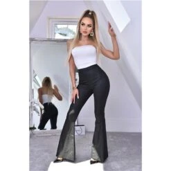 Damen Schlaghose Mit Animalprint In Schlangen-Optik Schwarz