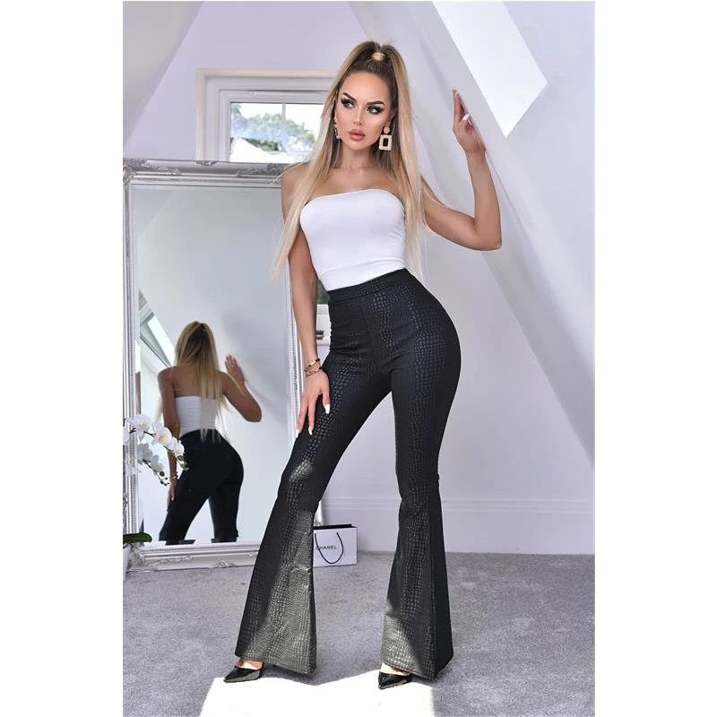 Damen Schlaghose Mit Animalprint In Schlangen-Optik Schwarz 3 Damen Schlaghose Mit Animalprint In Schlangen-Optik Schwarz