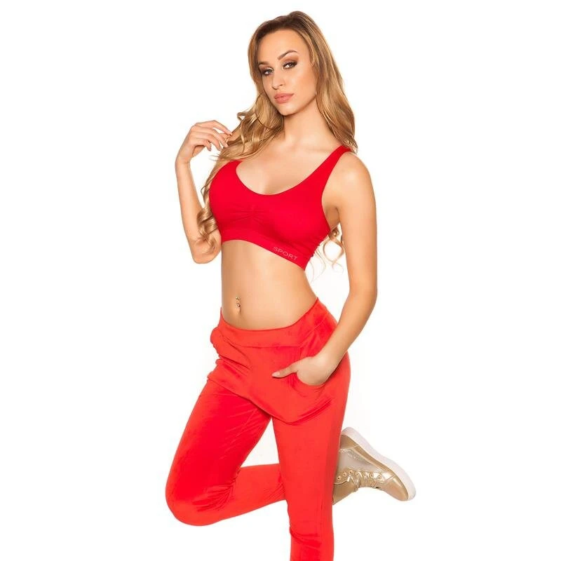 Damen Sport BH Gepolstert Stretch Sportswear Rot 6 Damen Sport BH Gepolstert Stretch Sportswear Rot – Bild 4