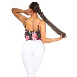 Damen Wasserfall Träger-Top Mit Blumenmuster Schwarz 12 Damen Wasserfall Träger-Top Mit Blumenmuster Schwarz -Noirmade Geschaft damen wasserfall traeger top mit blumenmuster schwarz5