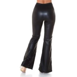 Damen Wetlook Schlaghose Boho-Style Schwarz -Noirmade Geschaft damen wetlook schlaghose boho style schwarz4