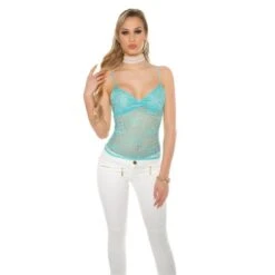 Edles Glamour Top Aus Spitze Türkis -Noirmade Geschaft edles glamour top aus spitze tuerkis5