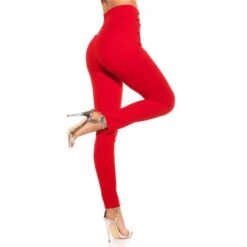 Elegante Damen High Waist Stoffhose Mit Knöpfen Rot -Noirmade Geschaft elegante damen high waist stoffhose mit knoepfen rot6