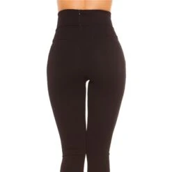 Elegante Damen High Waist Stoffhose Mit Knöpfen Schwarz -Noirmade Geschaft elegante damen high waist stoffhose mit knoepfen schwarz3