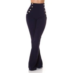 Elegante Damen Highwaist Schlaghose Mit Knöpfen Marine 12 Elegante Damen Highwaist Schlaghose Mit Knöpfen Marine -Noirmade Geschaft elegante damen highwaist schlaghose mit knoepfen marine3