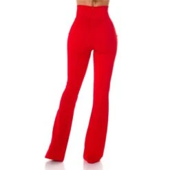 Elegante Damen Highwaist Schlaghose Mit Knöpfen Rot -Noirmade Geschaft elegante damen highwaist schlaghose mit knoepfen rot5