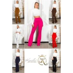 Elegante Damen Highwaist Schlaghose Mit Knöpfen Rot -Noirmade Geschaft elegante damen highwaist schlaghose mit knoepfen rot8