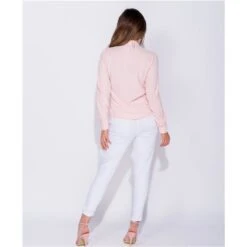 Elegante Damen Langarm-Schluppenbluse Mit Volants Rosa -Noirmade Geschaft elegante damen langarm schluppenbluse mit volants rosa6