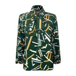 Elegante Damen Schluppenbluse Mit Abstraktem Muster Grün -Noirmade Geschaft elegante damen schluppenbluse mit abstraktem muster gruen5