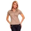 Elegante Kurzarm Bluse Mit Smok-Partie Braun 2 Elegante Kurzarm Bluse Mit Smok-Partie Braun -Noirmade Geschaft elegante kurzarm bluse mit smok partie braun