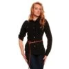 Elegante Langarm Bluse Mit Flechtgürtel Schwarz -Noirmade Geschaft elegante langarm bluse mit flechtguertel schwarz