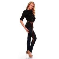 Elegante Langarm Bluse Mit Flechtgürtel Schwarz -Noirmade Geschaft elegante langarm bluse mit flechtguertel schwarz3