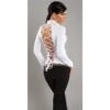 Elegante Langarm Bluse Mit Schnürung Weiß -Noirmade Geschaft elegante langarm bluse mit schnuerung weiss