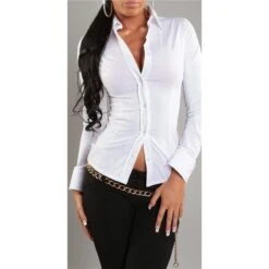 Elegante Langarm Bluse Mit Schnürung Weiß 7 Elegante Langarm Bluse Mit Schnürung Weiß -Noirmade Geschaft elegante langarm bluse mit schnuerung weiss3
