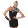 Elegantes One-Shoulder Minikleid Mit Zierblüte Schwarz -Noirmade Geschaft elegantes one shoulder minikleid mit zierbluete schwarz