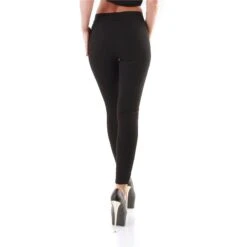 Figurbetonende Damen Stretchhose/Treggings Schwarz -Noirmade Geschaft figurbetonende damen stretchhose treggings schwarz9