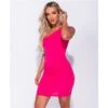 Figurbetonendes Damen One-Shoulder Bodycon Minikleid Pink -Noirmade Geschaft figurbetonendes damen one shoulder bodycon minikleid pink