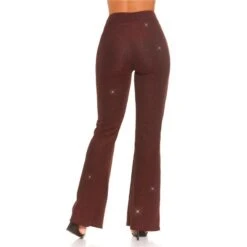 Glamour Damenhose Mit Weitem Bein Und Glitzer Party Bordeaux -Noirmade Geschaft glamour damenhose mit weitem bein und glitzer party bordeaux2