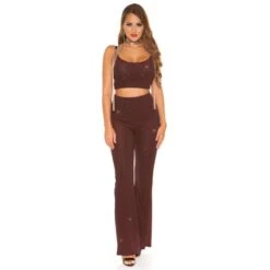 Glamour Damenhose Mit Weitem Bein Und Glitzer Party Bordeaux -Noirmade Geschaft glamour damenhose mit weitem bein und glitzer party bordeaux3