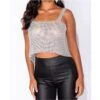 Glamour Party Strass Top Aus Metall Clubwear Silber -Noirmade Geschaft glamour party strass top aus metall clubwear silber