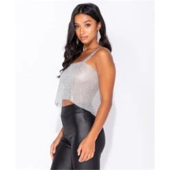 Glamour Party Strass Top Aus Metall Clubwear Silber -Noirmade Geschaft glamour party strass top aus metall clubwear silber4