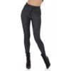 Karierte Damen High Waist Stoffhose Mit Gürtel Dunkelgrau