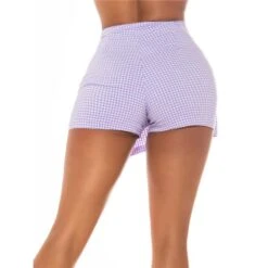 Kurzer Damen Hosenrock/Skort Kariert Flieder/Weiß -Noirmade Geschaft kurzer damen hosenrock skort kariert flieder weiss3