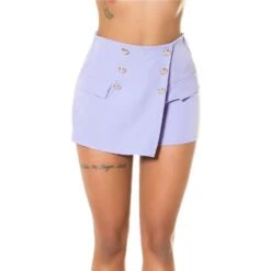 Kurzer Damen Hosenrock/Skort Mit Deko-Knöpfen Flieder -Noirmade Geschaft kurzer damen hosenrock skort mit deko knoepfen flieder6