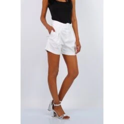 Lockere Damen Sommer Shorts Mit Hohem Bund Inkl. Gürtel Weiß -Noirmade Geschaft lockere damen sommer shorts mit hohem bund inkl guertel weiss4