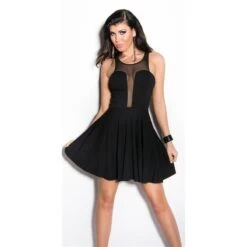 Sexy Babydoll Minikleid Abendkleid Mit Tüll Schwarz