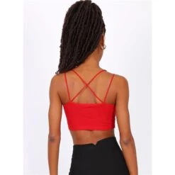 Sexy Bauchfreies Damen Top Mit Gekreuzten Trägern Rot