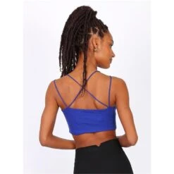 Sexy Bauchfreies Damen Top Mit Gekreuzten Trägern Royal Blau