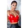 Sexy Bauchfreies Damen Träger Bustier-Top In Wetlook Rot -Noirmade Geschaft sexy bauchfreies damen traeger bustier top in wetlook rot