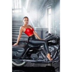 Sexy Bauchfreies Damen Träger Bustier-Top In Wetlook Rot -Noirmade Geschaft sexy bauchfreies damen traeger bustier top in wetlook rot4