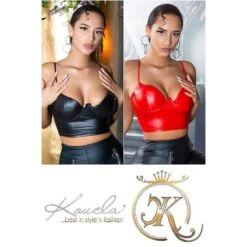 Sexy Bauchfreies Damen Träger Bustier-Top In Wetlook Rot -Noirmade Geschaft sexy bauchfreies damen traeger bustier top in wetlook rot8