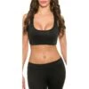Sexy Crop Sport Top Bauchfrei Sportswear Schwarz