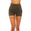 Sexy Damen High Waist Shorts Mit Goldenen Knöpfen Khaki